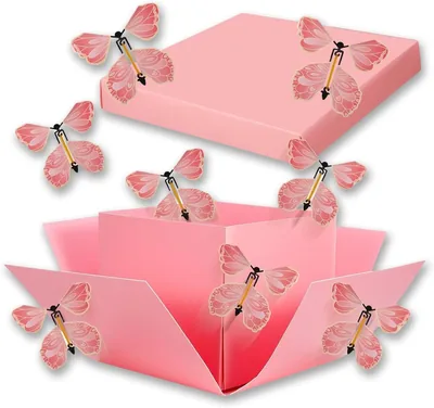 Pink Butterfly Explosion Gift Box 8 Pcs DIY Surprise Box Creative Christmas Gift