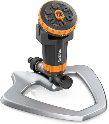 Brandson Gartenbewässerung mit Metallbase - Garten-Sprinkler 3/4 Zoll - 6 Sprühmuster - Gesamtfläche 200 m² - Einstellbar