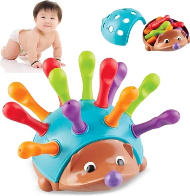 AR Trading Spike The Fine Motor Hedgehog Toy - 14 Piece Montessori Learning, BPA-Free