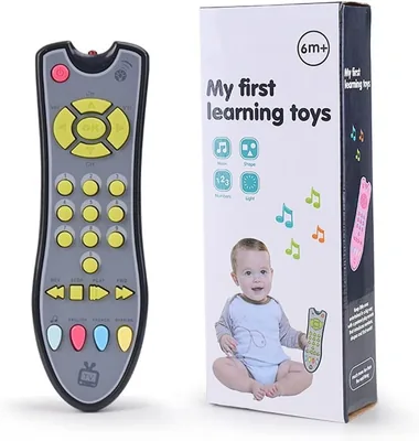 AR Trading Baby Musical TV Remote Toy - Light & Sound Learning Remote Control, English French Spanish