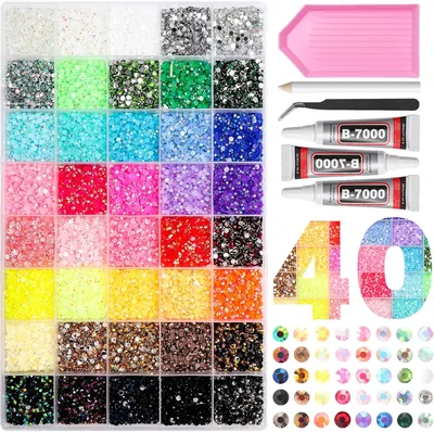 Resin Jelly Rhinestones Kit 32,000 Pieces 40 Colors DIY Gems