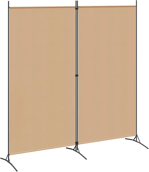 Parawan vidaXL 2-panelowy beżowy 175 x 180 cm z tkaniny, nowoczesna przegroda składana do salonu