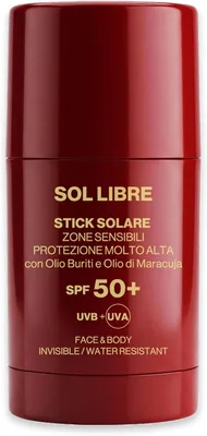 REBEYA Sol Libre Bastoncino Sole 50 SPF 50+ Impermeabile Protezione Invisibile per Zone Sensibili con Buriti e Maracuja - 50% Di Sconto
