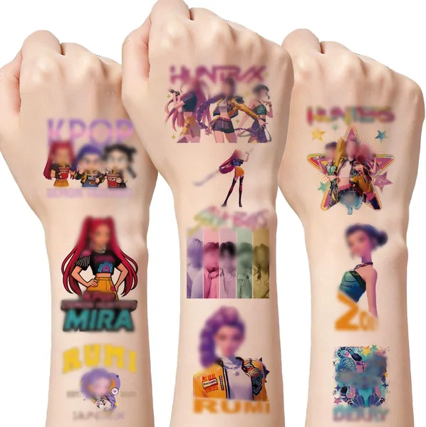 Tatuages pour enfants - 40 feuilles de tatouages temporaires K-pop, Cartoon, étanches - Meilleures affaires
