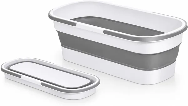 Balde Dobrável de Silicone 26L Retrátil com Alças, Rodinhas e Bacia Multiuso para Limpeza, Lavanderia, Organização, Camping e Uso Doméstico D'Home - Melhor Preço