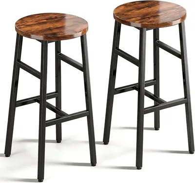 LOKOOY Juego de 2 Taburetes de Bar, Bancos para Cocina, Sillas Altas con Patas Metálicas Reforzadas, Altura 70C - Best Deal