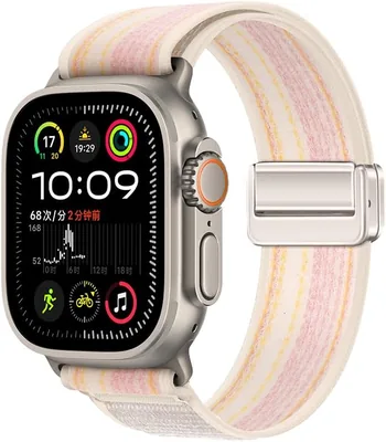 حزام مغناطيسي من النايلون للـ Apple Watch Ultra 49 مم، مناسب لسلسلة 11/10/9/8/7/6/5/4/SE - حلقة طريق مسار 46 مم