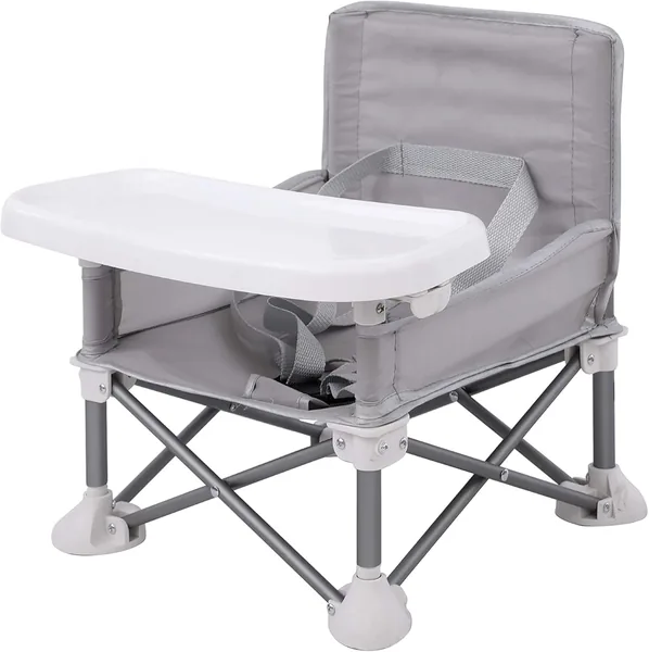 Portable Baby Booster Seat Highchair - Compact & Lightweight with Safety Straps