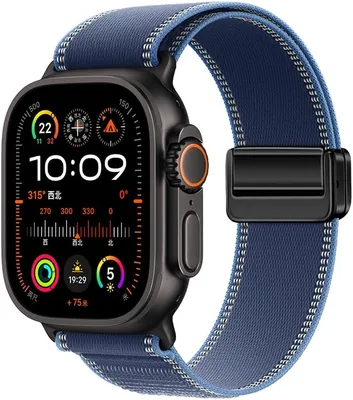 حزام مغناطيسي من النايلون للApple Watch Ultra 49 مم - مناسب لسلسلة 11/10/9/8/7/6/5/4/SE حلقة مسار 46 مم