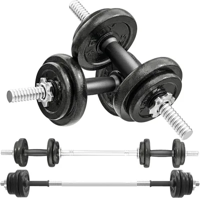 SPORTNOW Dumbbell Set 2 i 1 Vägga Medel Upp till 20KG Med Elastiska Griffe