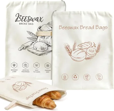 Basses en cire LTFIOON, 43 x 33 cm, avec zip en forme de L, lavables, sans plastique, réutilisables - pour garder le pain frais
