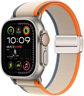 حزام مغناطيسي من النايلون للApple Watch Ultra 49 مم، مناسب لسلسلة 11/10/9/8/7/6/5/4/SE - حلقة مسار 46 مم