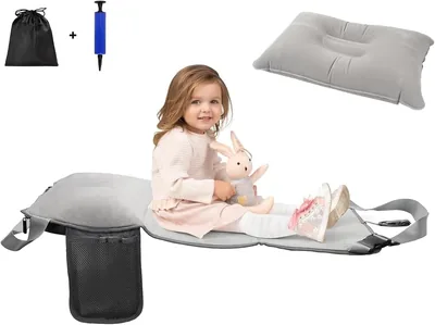 Toddler Airplane Travel Bed - Inflatable Pillow & Foot Rest