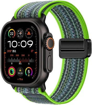 حزام مغناطيسي من النايلون للApple Watch Ultra بحجم 49 مم، متوافق مع سلسلة 11/10/9/8/7/6/5/4/SE - حلقة طريق التتبع 46 مم