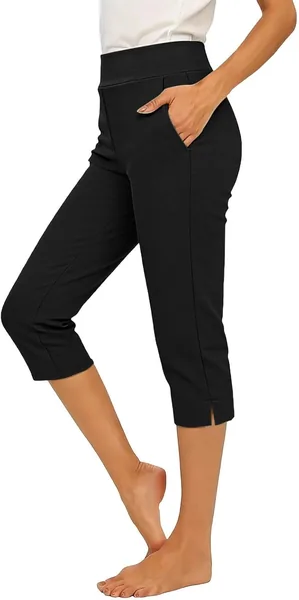 Capri Leggings for Women High Waisted Stretch Jogger Pant with Pockets Summer Casaul Elastic Workout Yoga Crop Pants