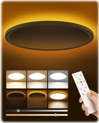 Tyreses LED Deckenleuchte Flach 24W 2800LM 1,7cm Ultra Dünn Deckenlampe | Dimmbar 1800K Nachtlicht, 3000K-6500K Lampe Decke