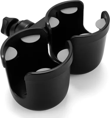 2 in 1 Stroller Cup Holder - Universal Double Drink Holder, Black