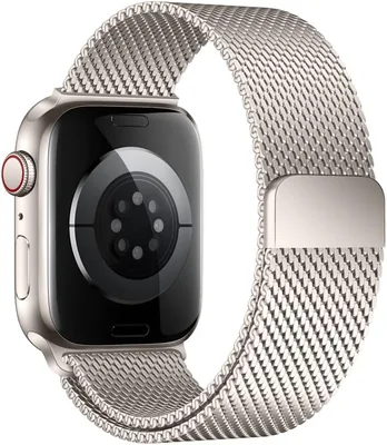 Milaneze Magnetic Loop Strap for Apple Watch 49mm-44mm, Stainless Steel Mesh Band