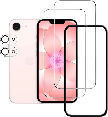 iPhone 17e用 強化ガラスフィルム + 2個セット 画面保護フィルム + カメラレンズ保護フィルム 取付けガイドフレーム付き 高透明度