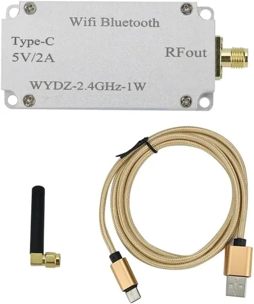 HWIREUIGT Bluetooth WiFi Bloqueador de Se al 2.4 GHz y 1 W, de Alta Potencia, con Antena y USB Tipo C