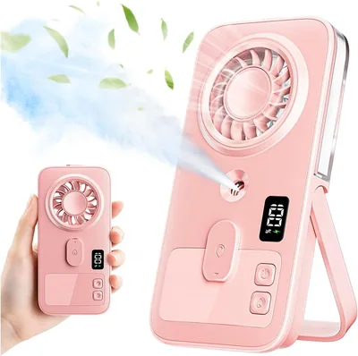 Mini Ventilateur Brumisateur à Main Silencieux Rechargeable Portable 4 Vitesses Pulvérisation Fine Léger