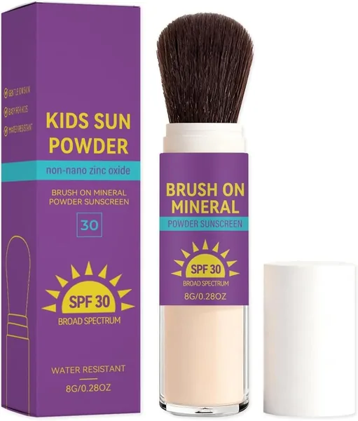 Kids Mineral Sunscreen Powder SPF 30 Brush-On Water Resistant Gentle Hypoallergenic for Children 8g