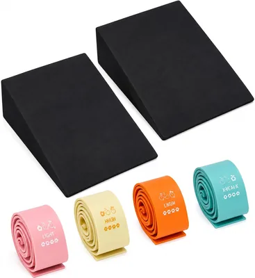 Calf Stretcher Set of 2 - Squat Wedge with Fitness Bands Best Deal