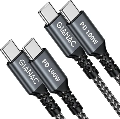 GIANAC 100 W USB C Kabel [2er Pack 1m] mit E-Mark Chip | PD 5A/20V Ladekabels für iPhone 17
