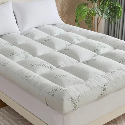 WhatsBedding 5 Inch Memory Foam King Mattress Topper - Cooling Bamboo Air