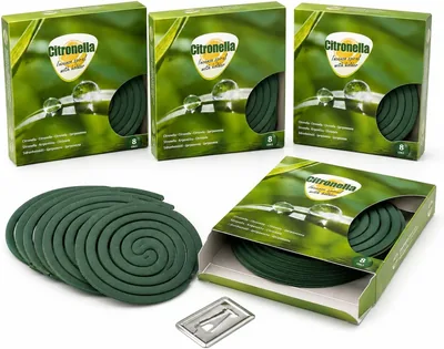 Citronella anti-myggspiraler - 32 stycken, 4 förpackningar x 8 spiraler, med metallhållare - hållbarhet 8-10 timmar - för bal, Best Deal