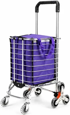 8 Wheels Foldable Shopping Trolley Cart, B Fixed Handle, No Cover Best Deal