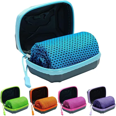 5er Pack Kühlschlauch mit Aufbewahrungsbox, 30 x 80 cm Kühlschlauch für Nacken, Schnelltrocknend