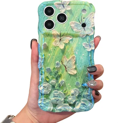 EYZUTAK Etui na telefon iPhone 16, kolorowy obraz olejny kwiatowy, błyszczące fale TPU