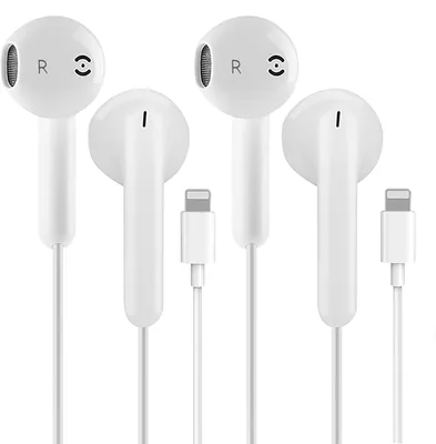 iPhone Headföner med kabel 2 paket, Apple MFi certifierad noise reduktion koppla till iPhone 14/13/12/11/XR/XS