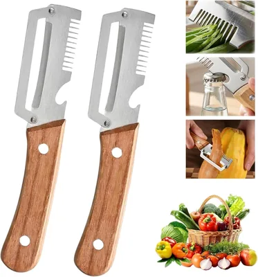 2 Piece Multi-Functional Vegetable Peeler, Stainless Steel, Portable Fruit & Veg Tool