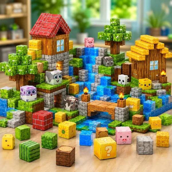 Blocos Magn ticos Infantil 72 Pe as para Montar Cubos Magn ticos Educativos de Constru o Criativa com Cen trio Fazendinha, Animais e Casas, Brinquedo de Encaixe para Crian as +3 co