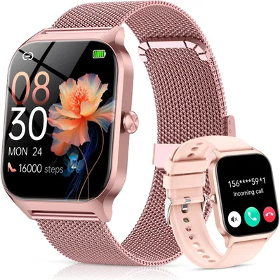 CASCHO Mujer Reloj Inteligente, 1.85 Pulgadas HD Smartwatch con Llamadas, 120+ Modos Deportivos, Monitor de Corazón y Sueño, Resistente al Agua IP68