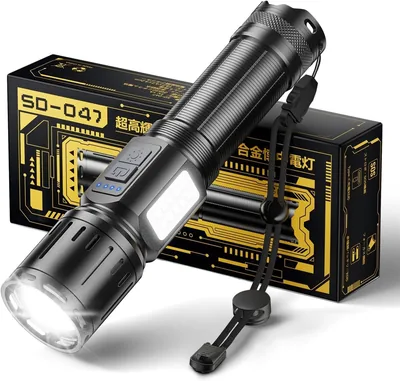 超明るい産業用フラッシュライト 40,000LM、大型電池内蔵、Type-C充電、5,000mAh、LED - ベストディール