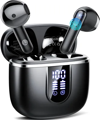 Black Wireless Earbuds - 4 Mic ENC Noise Cancelling