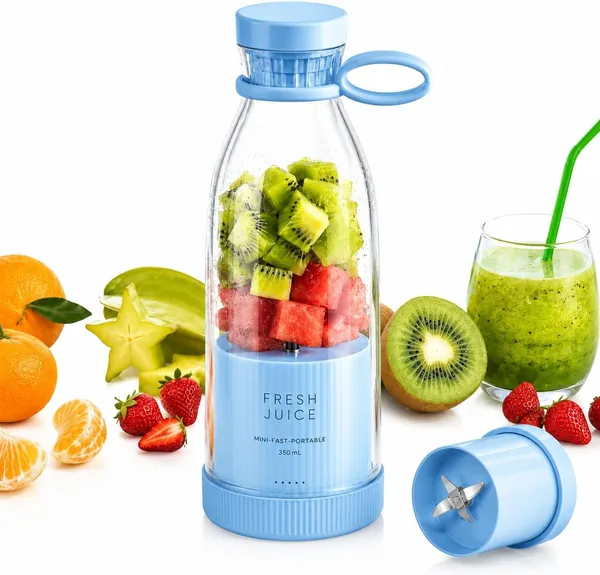 Electric Portable Blender Cup Blue, Personal Juicer Mixer, Travel Blend