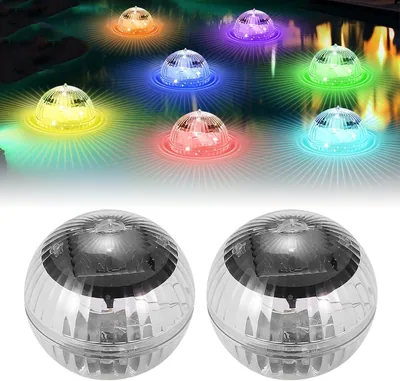 Luces flotantes solares para piscina KQWVZ, 2 luces flotantes, luz de piscina solar, 7 colores Impermeable