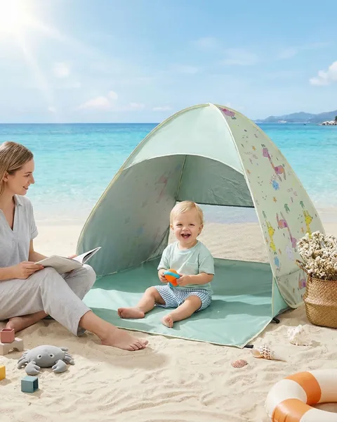 Baby Tent UV Protection UPF 50+ Pop Up Baby Tent with Cute Animal Pattern