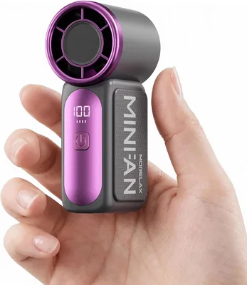 Morelax Ventilateur Portable Mini à Main, Ventilateur USB Rechargeable à 6 Vitesses, Flux d’Air Turbo Haute Vitesse, Écran LE - Meilleur Prix