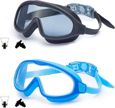 2 Pack Swim Goggles Wide View Anti-Fog UV Protection Best Deal