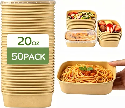 580ml Kraft Paper Salad Bowls - 50 Pack Best Deal