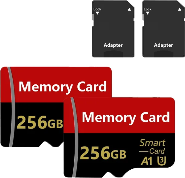2 Pack 256GB Memory Card Class 10 TF Card with Adapter High-Speed SD Card for Tablet/Camera/Drone