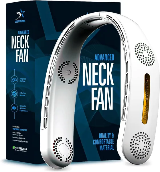 DRIFTX Portable Neck Fan Rechargeable | Neck Fan for Kitchen Women | Better then Hand Fan Desk Fan | 4 Turbo Motor 3 Speed Lo