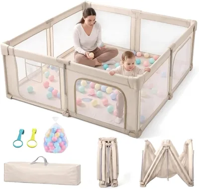 Zenzres Foldable Baby Playpen 180x200cm with 50 Ocean Balls, Best Deal