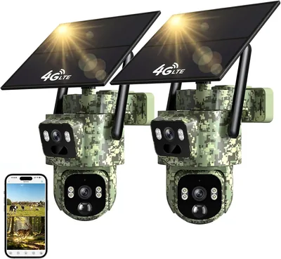 Lemnoi 2 Set 4G Jagskamera utomhus med dubbel lens och solpanel, inledat SIM-kort utan WiFi, 360° PTZ med automatisk förföljning