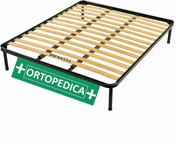 MENK LL Letto Rete Matrimoniale 160x190 Ortopedica - con Piedi Antiscivolo 26cm - Rinforzata, con Telaio in Ferro - Per Tutti i Tipi di Materassi, Supporta Fino a 200kg
